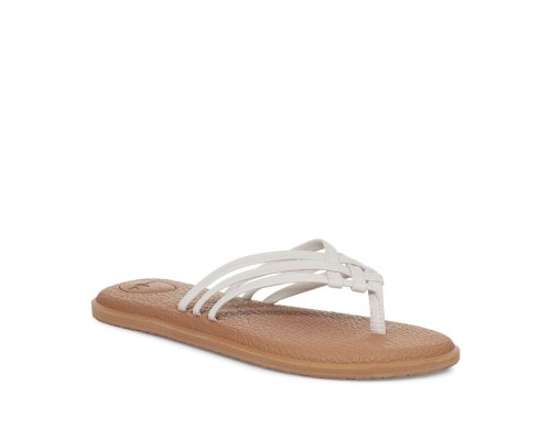 Sanuk Yoga Salty - Sanuk Flip Flops Womens White / Brown - Philippines WNGBUL359